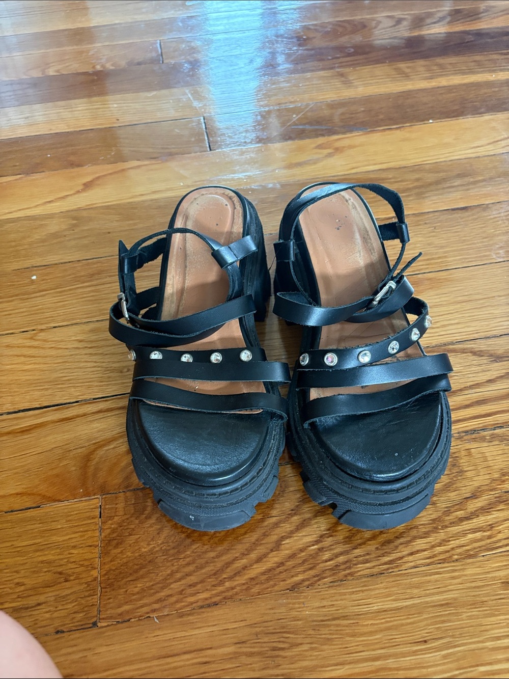 Ganni Black Studded Platform Sandals